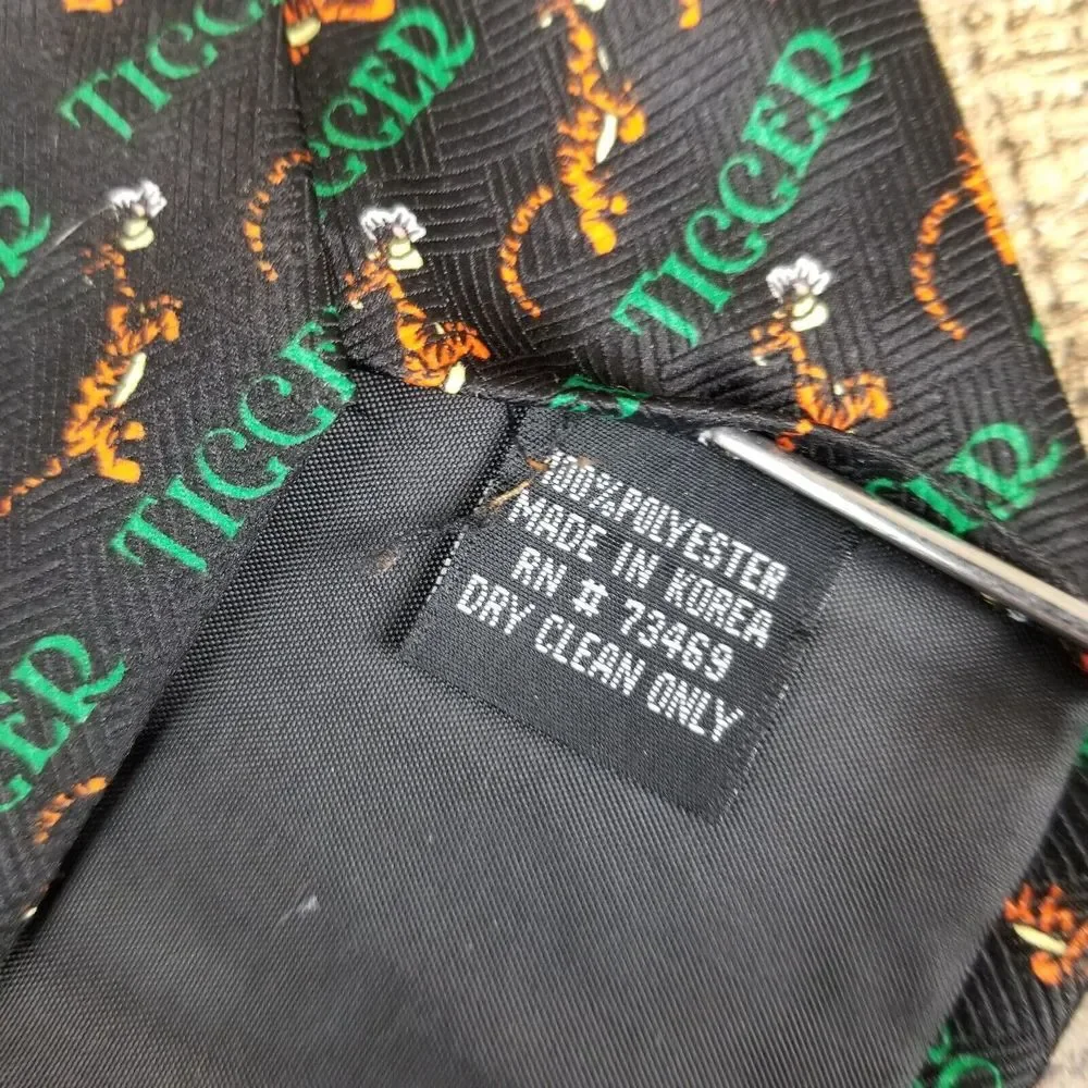 Disney Tigger Men's Necktie Black Winnie Pooh Made in Korea